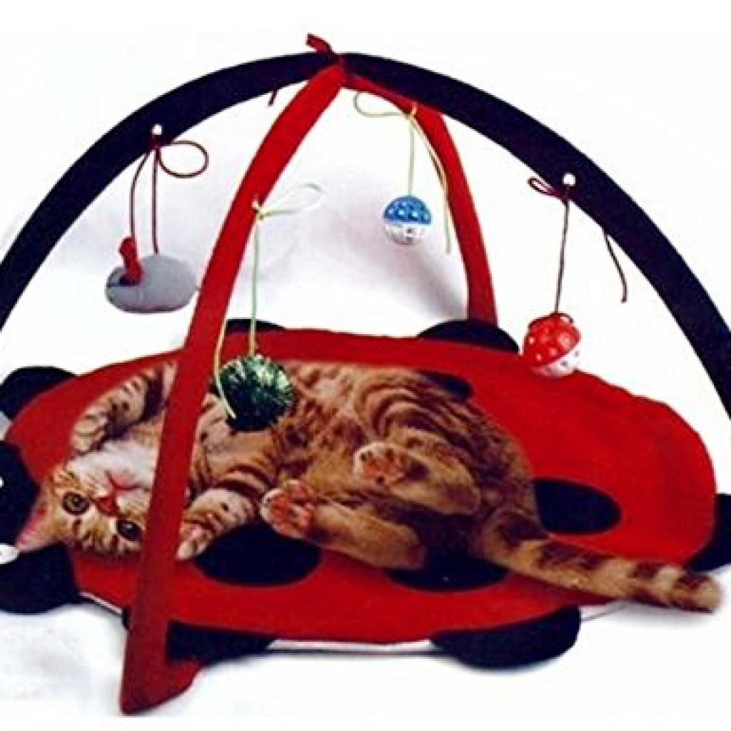 Petty Love House Cat Activity Center with Hanging Toy Balls, Mice 