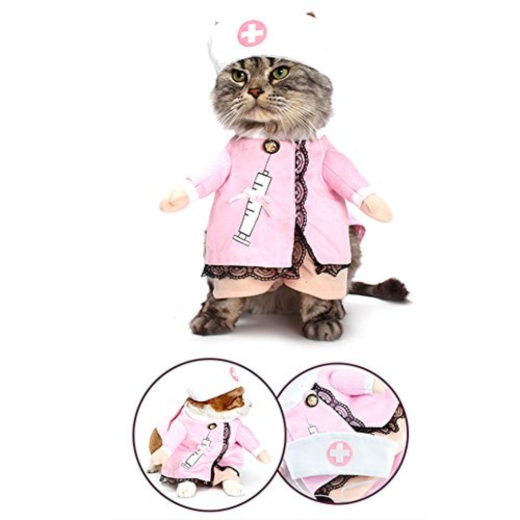 Pet Halloween Costume Nurse Dog Cat Puppy Kitty Hospital Pink